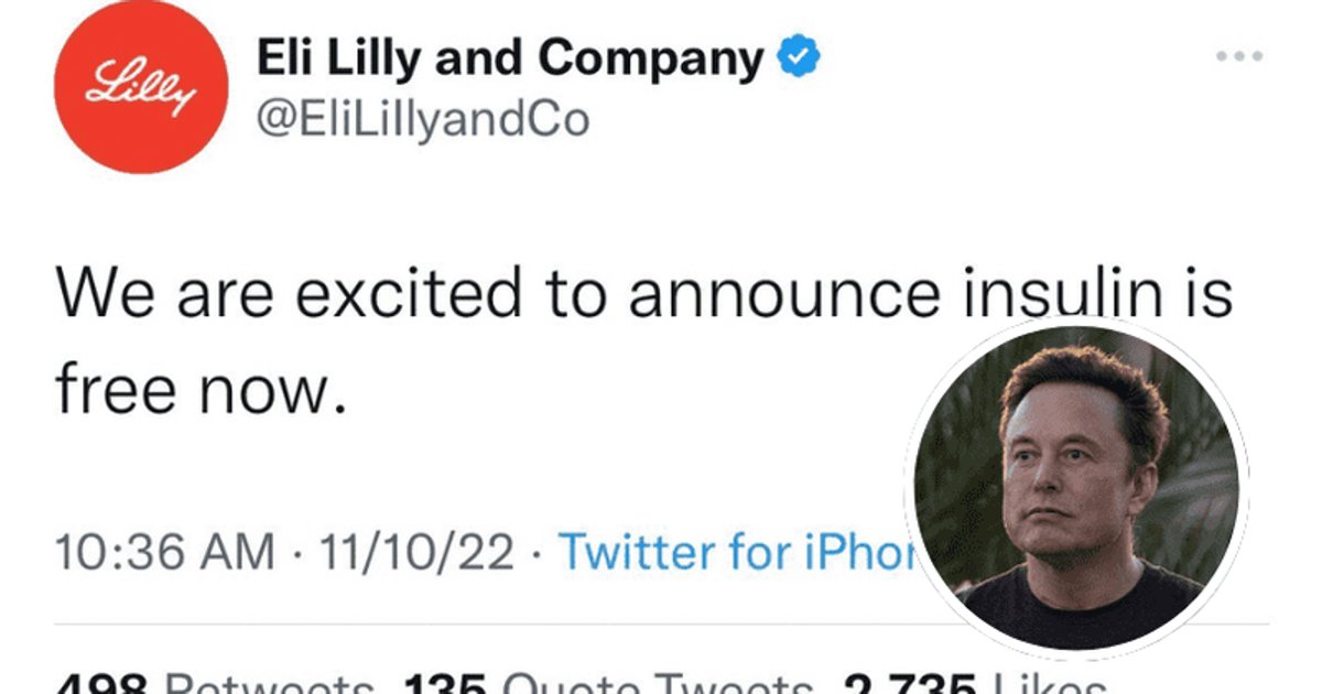 Eli Lilly impersonator account announcing free insulin